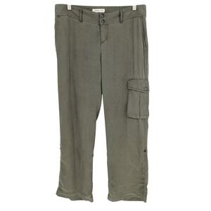 Coldwater Creek Adjustable Cargo Pants P8 Olive Green Tencel Utility Safari Boho